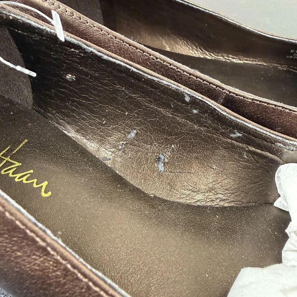 Cole Haan Ballet Flats Women 8.5B Bronze Metallic Leather Cap Toe Slip-On Casual